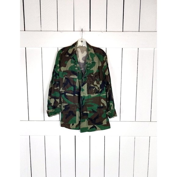 Army green jungle camo camouflage marines military field jacket small long - Picture 1 of 3